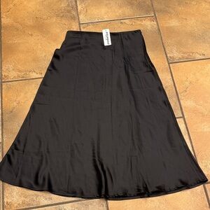 Zara Black A-Line Satin Skirt